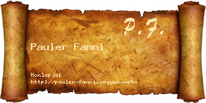 Pauler Fanni névjegykártya